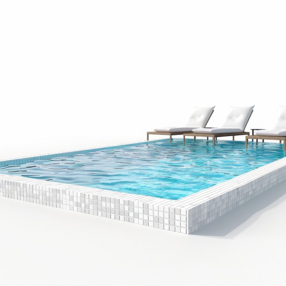 Lounge Chairs by the Hotel Swimming Pool On White Background Generative By Ai.